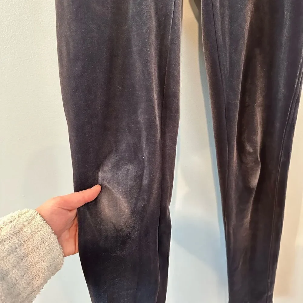 Spanx luxe velour high waisted leggings silver chrome